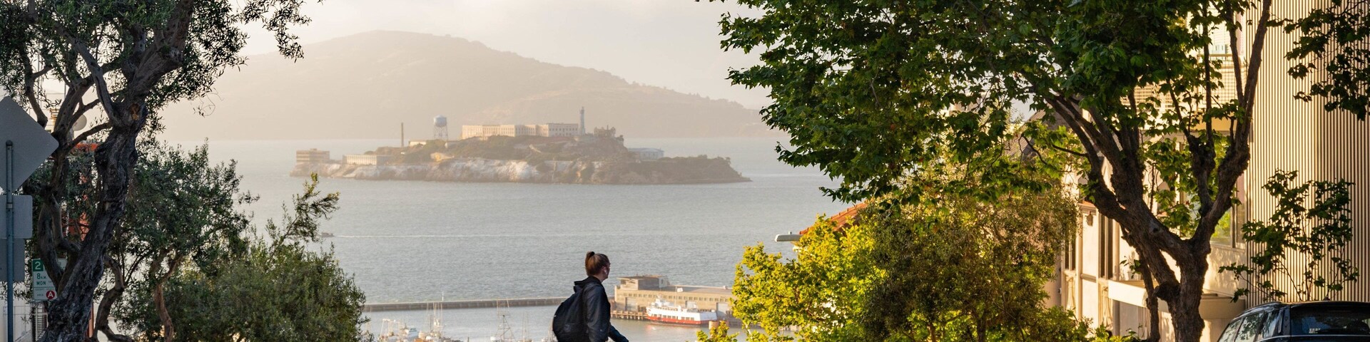 Russian Hill featuring street scenes as well as an individual femail