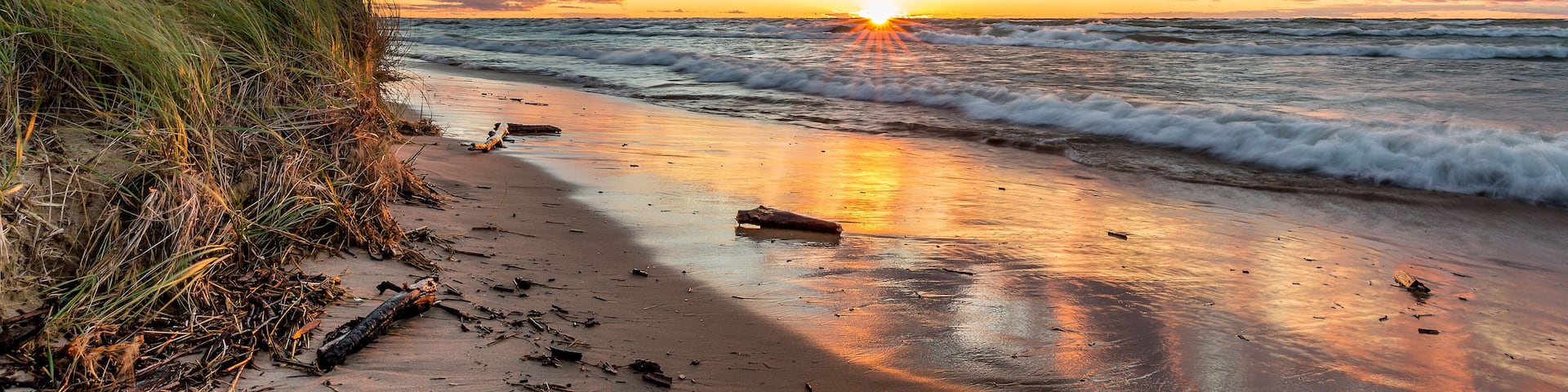 Lake Huron Beach at Sunset in Pinery Provincial Park - Grand Bend, Ontario