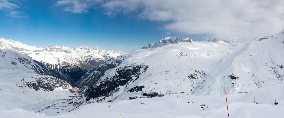 Beautiful view on snowy Alps from Gemsstock peak, Switzerland
