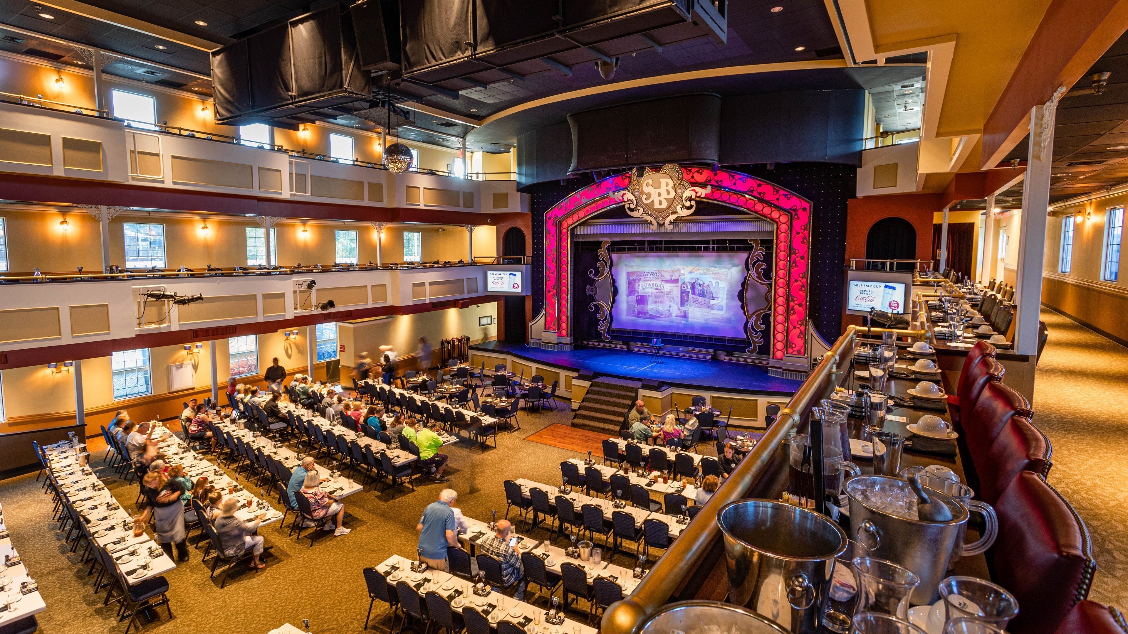 Showboat Branson Belle featuring theater scenes and interior views