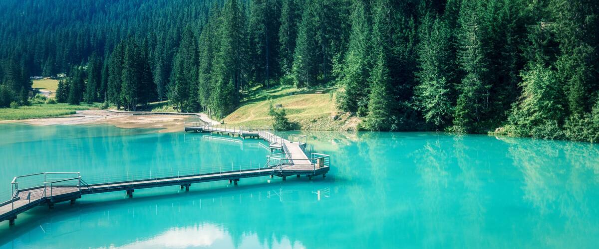Lac de La RosiĂšre - Courchevel - mountain lake in the European Alps