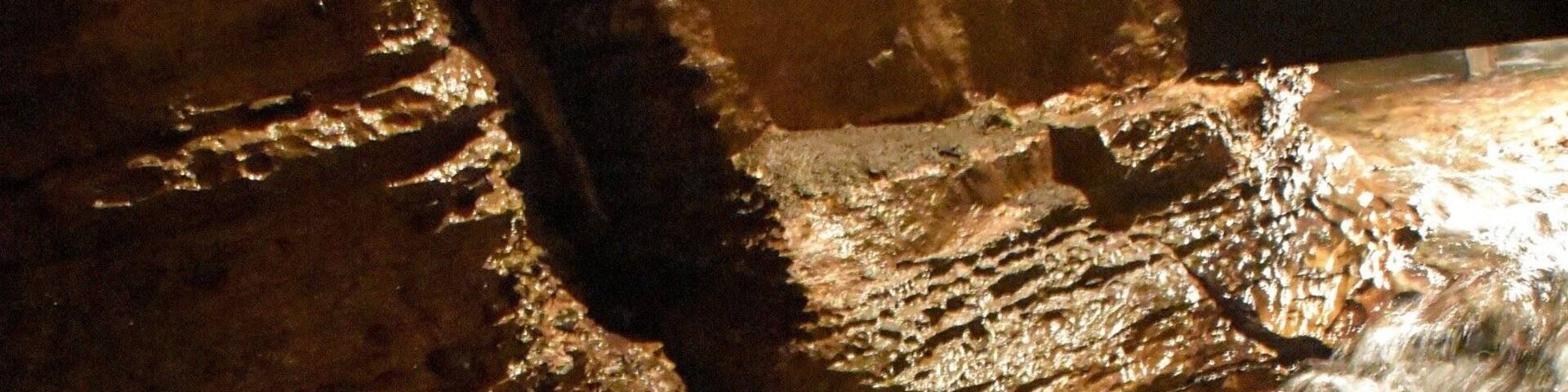 Underground stream and waterfall in Niagara Cave. Well worth the time taking the tour to see this interesting cave. One hour tour with just over 500 steps.