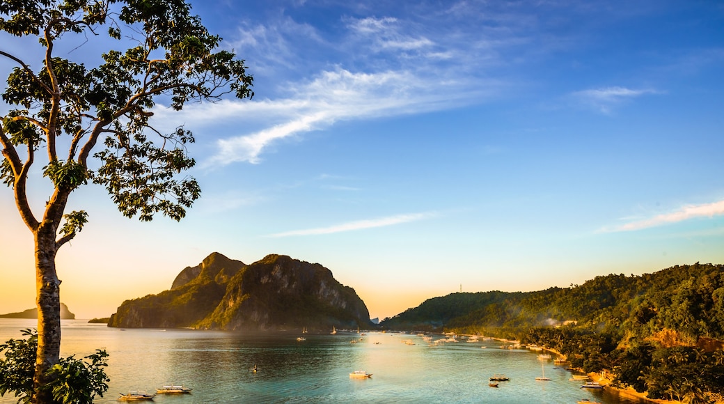 Scenic view of the bay of El Nido Town in Palawan from a viewpoint