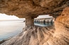 Sea caves in Cape Greko national park near Ayia Napa and Protaras on Cyprus island, Mediterranean Sea