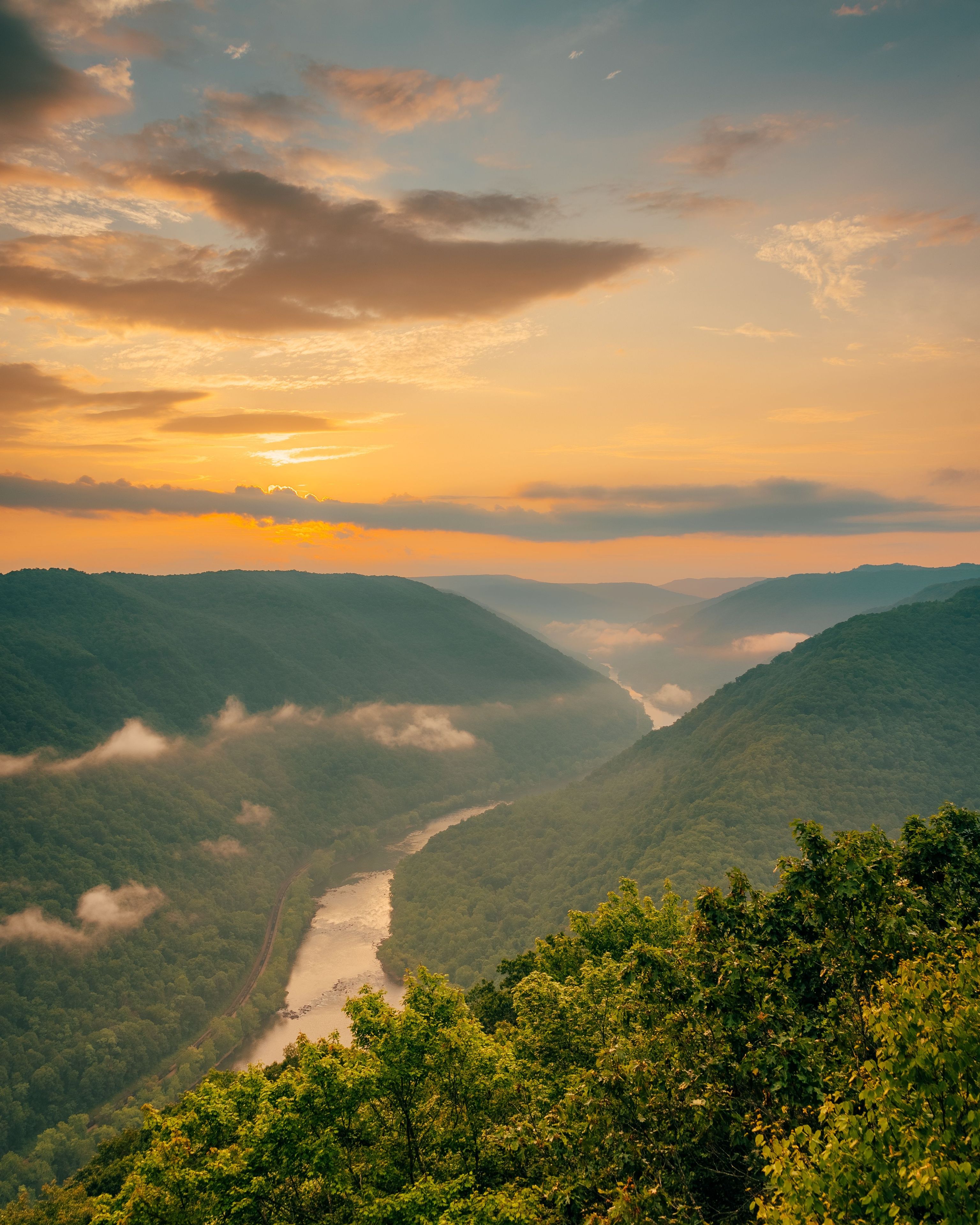 Sunrise view from Grandview, in the New River Gorge, West Virginia
