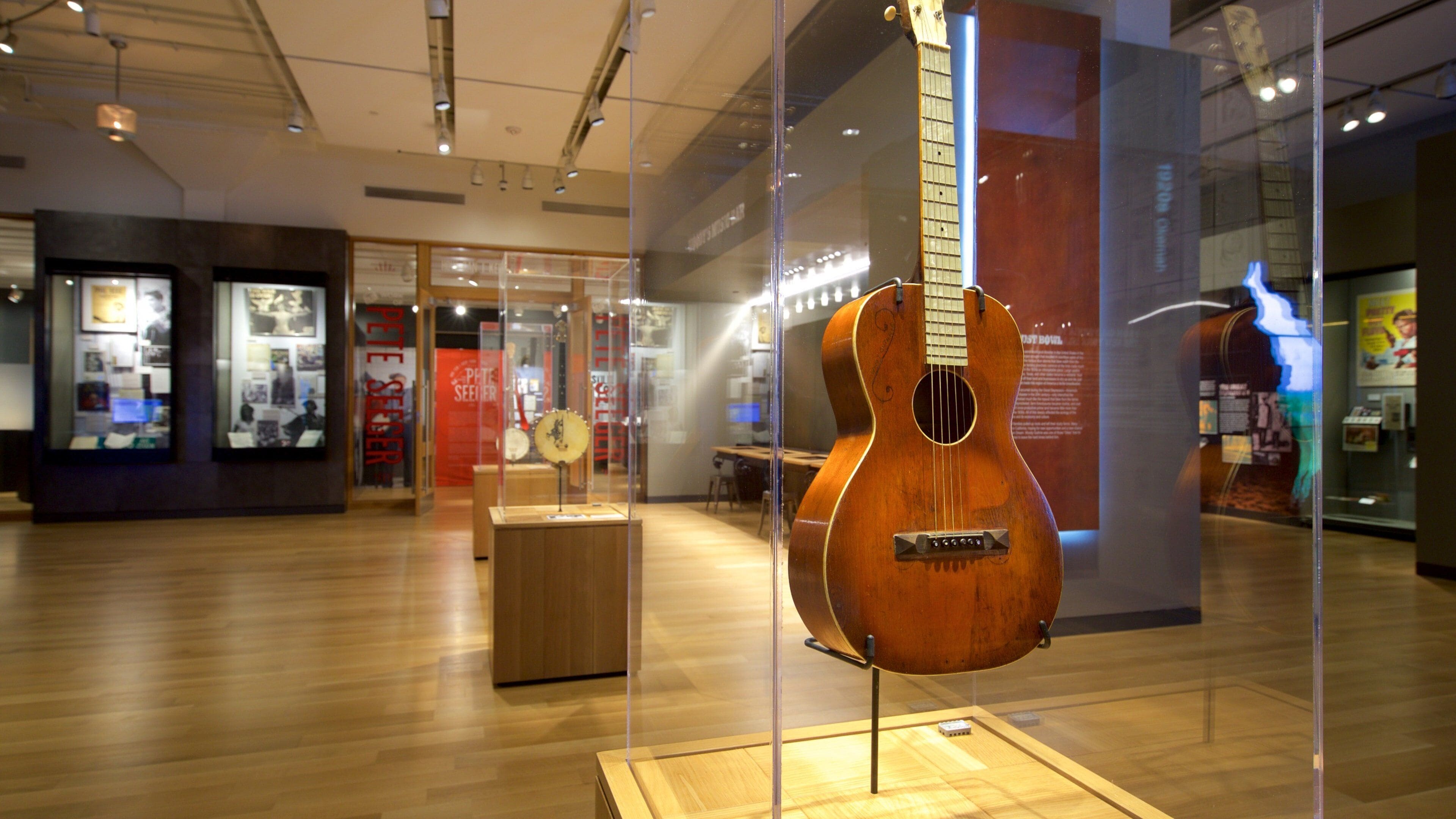 Woody Guthrie Center showing interior views and music