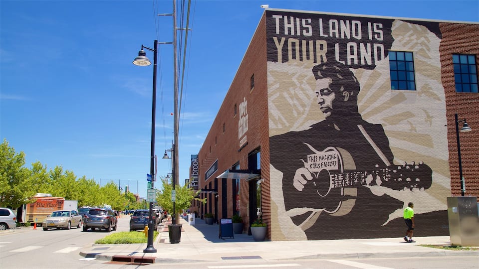 Woody Guthrie Center featuring outdoor art