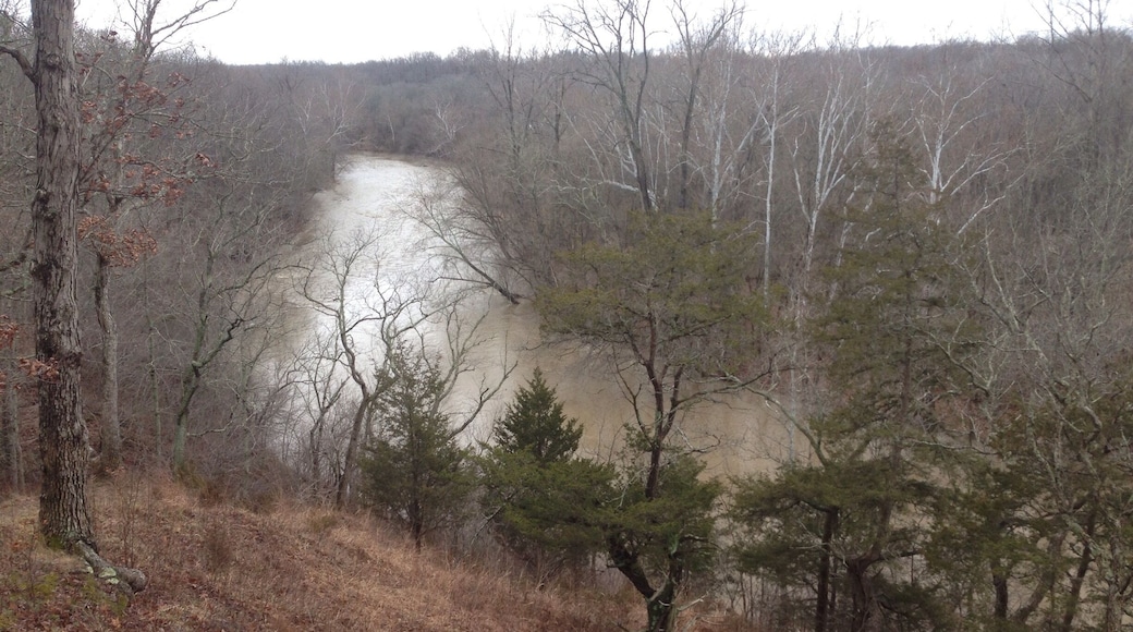 Big Darby Creek River flooded from spring melt and rain viewed from the overlook.