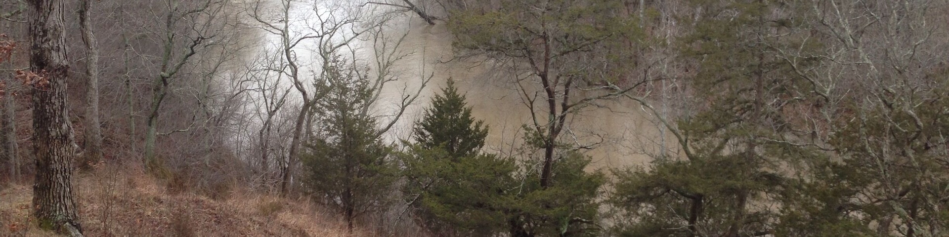 Big Darby Creek River flooded from spring melt and rain viewed from the overlook.