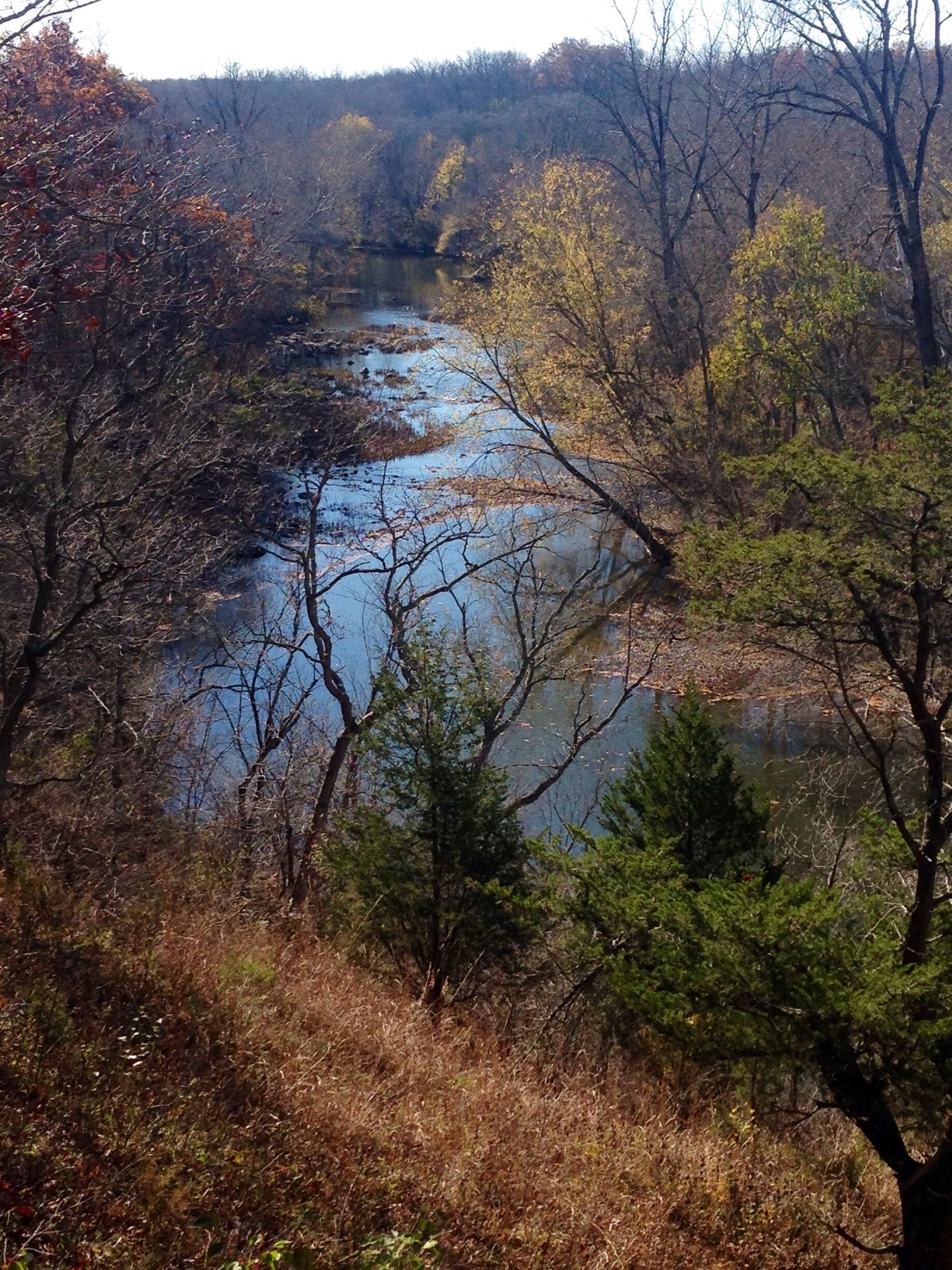 Big Darby Creek River viewed from the overlook in the fall. 