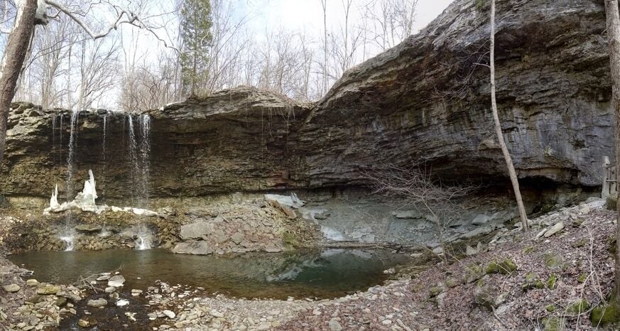 Charleston Falls is marketed as a “Miniature Niagara” because its rock strata is the same as Niagara Falls.  Originating from small underground springs several miles to the east, the stream creating the falls plummets 37 feet then continues its meandering journey to the Great Miami River.
The park has about four miles of trails. The falls are very easy to reach from the main parking lot.