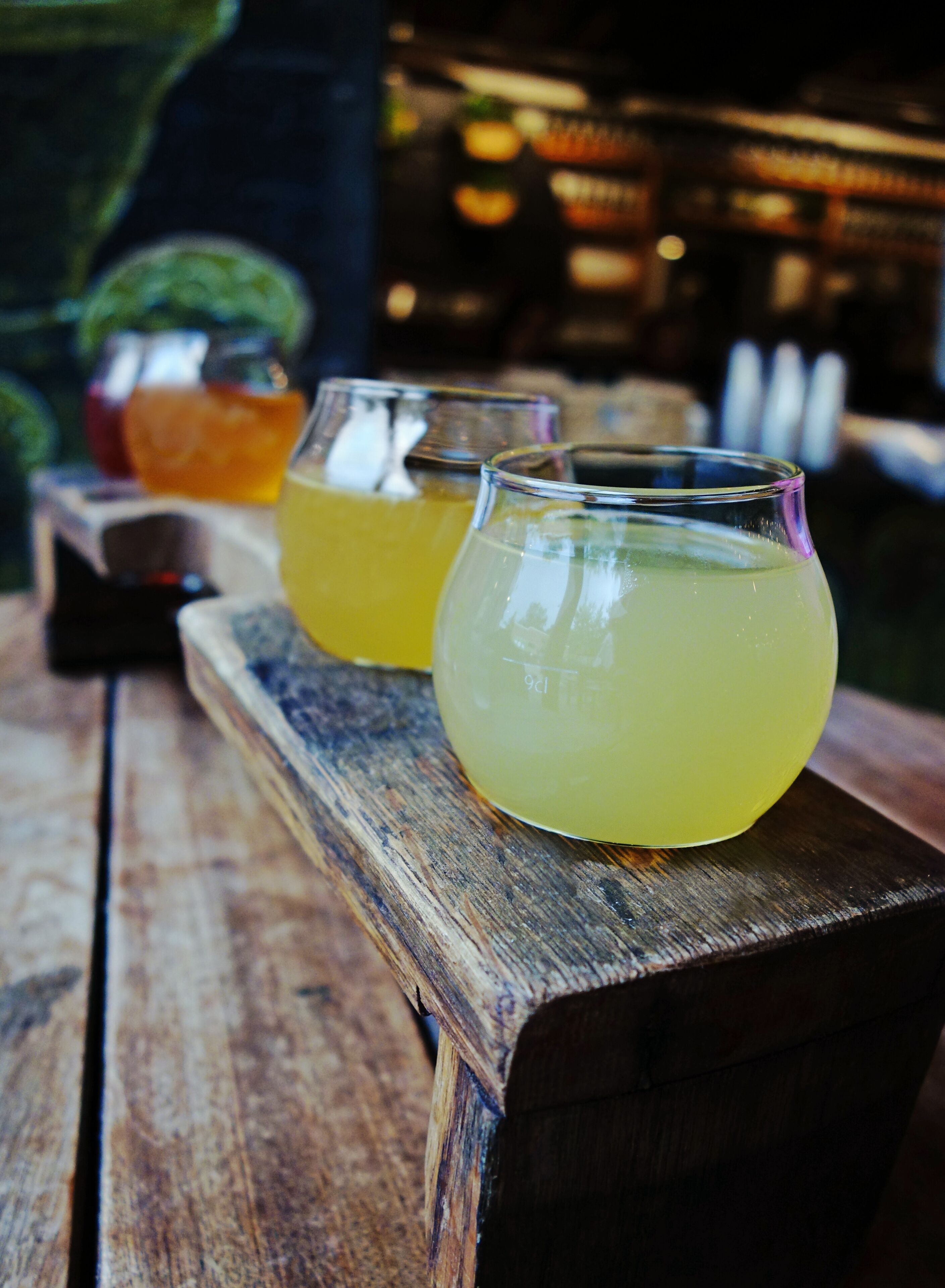 Craft beer flight on the patio of The Wicked Weed Funkatorium , specializing in sour and experimental beers