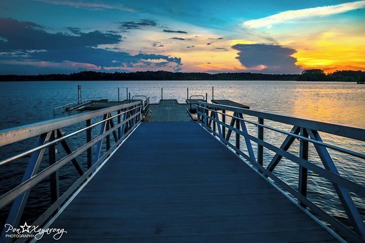 Lake Crabtree during Sunset. Good place to take the family. No entry or parking fees. Boat rentals are available