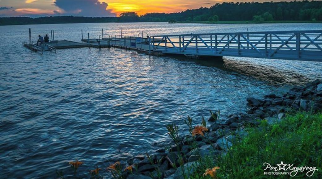 Lake Crabtree during Sunset. Good place to take the family. No entry or parking fees. Boat rentals are available