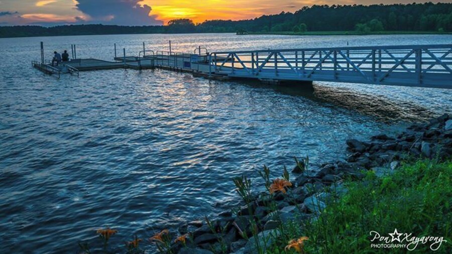 Lake Crabtree during Sunset. Good place to take the family. No entry or parking fees. Boat rentals are available