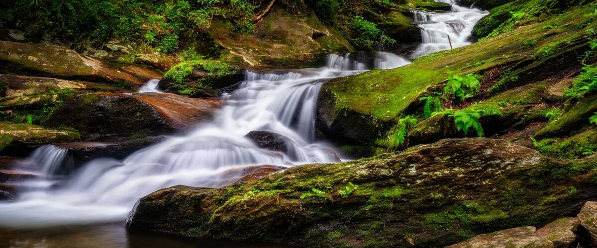 Roaring Fork Falls near the Blue Ridge Parkway in the North Carolina mountains