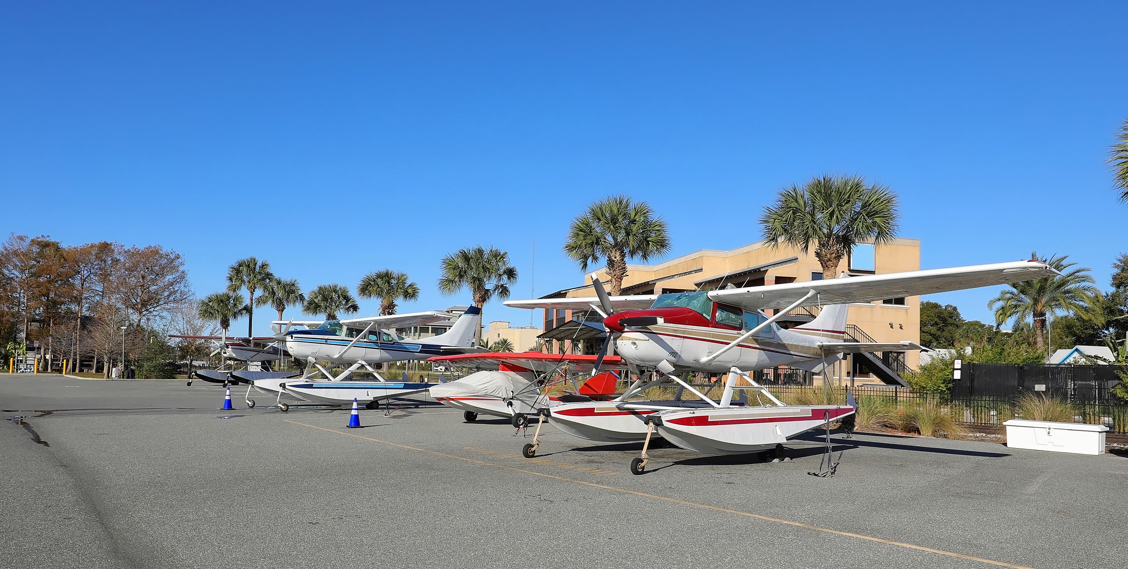 Seaplanes parked at Wooten Park in Tavares, Florida, USA