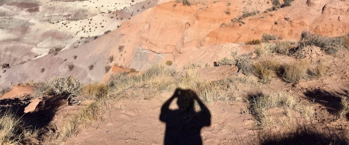 Caught myself in shadow!  This is a beautiful little visited county park located about 20 miles north of Winslow, Arizona.