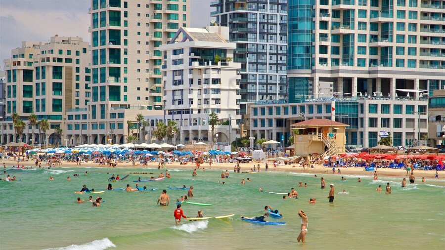 Tel Aviv showing a city, a coastal town and general coastal views