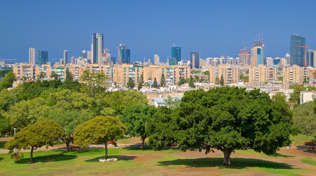 Edith Wolfson Park which includes a high rise building, landscape views and a city