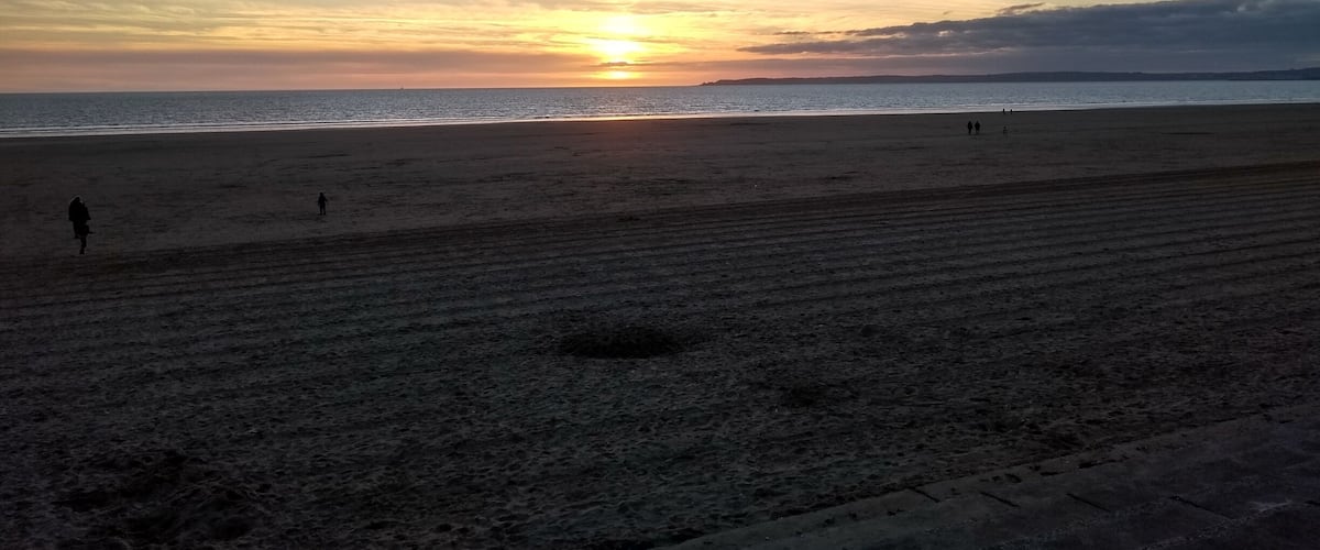 Sunset over Mumbles, taken from Aberavon beach, Port Talbot, South Wales