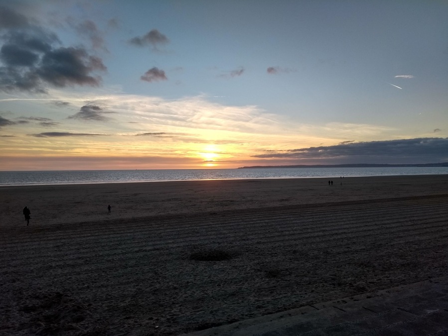 Sunset over Mumbles, taken from Aberavon beach, Port Talbot, South Wales
