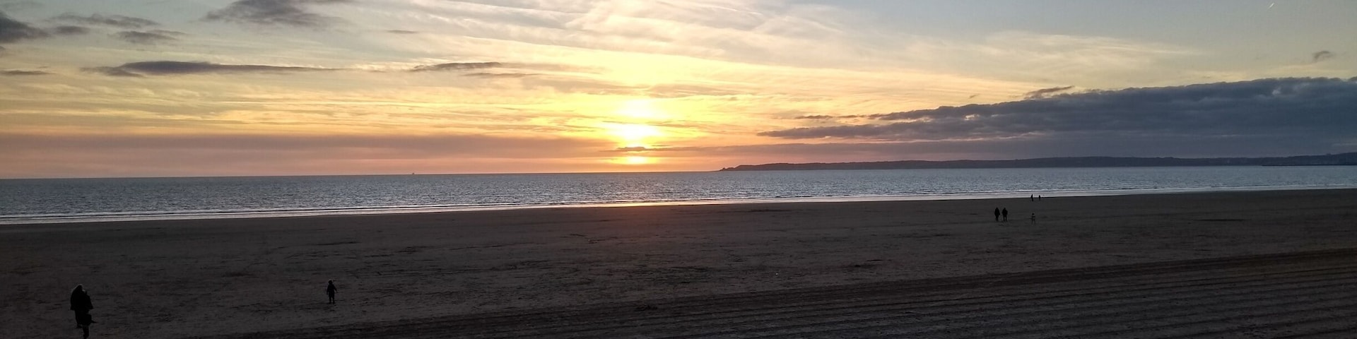 Sunset over Mumbles, taken from Aberavon beach, Port Talbot, South Wales