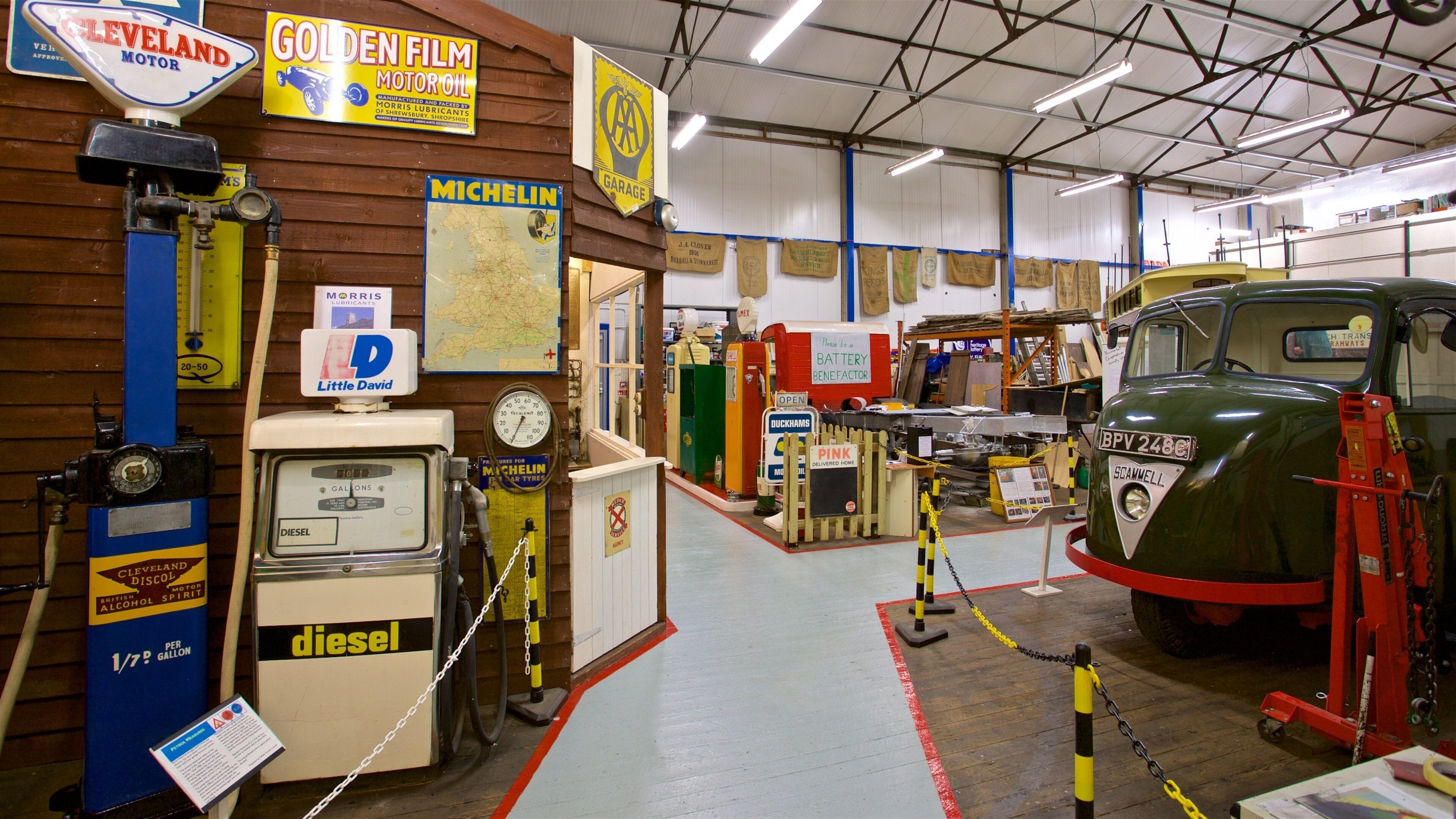 Ipswich Transport Museum which includes heritage elements and interior views