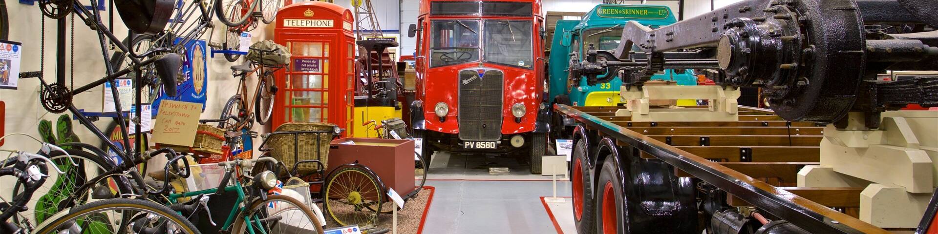 Ipswich Transport Museum featuring interior views and heritage elements