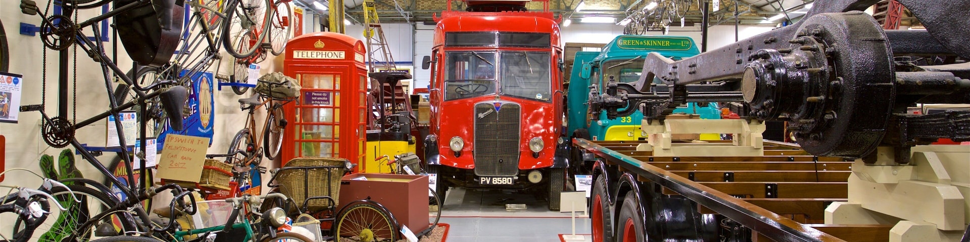 Ipswich Transport Museum featuring heritage elements and interior views