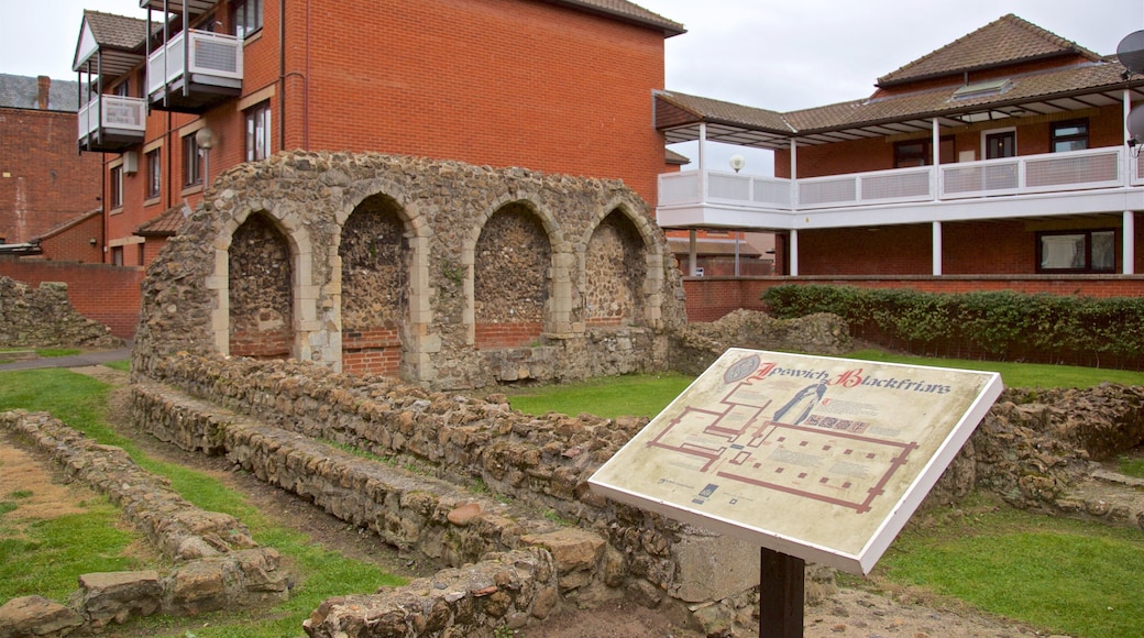Blackfriars featuring signage and a ruin