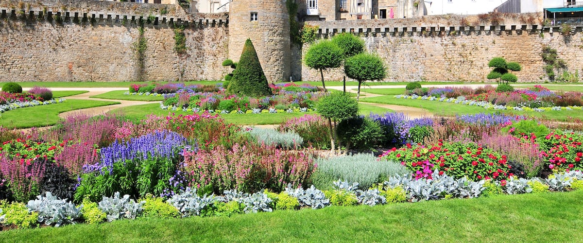The walls of the ancient town and the gardens in Vannes. Brittany Northern France. , Shutterstock ID 617241359, SF SSA Case with Manager Approval: Case 07151371, Job: Prepay credit, Client/Licensee: ,