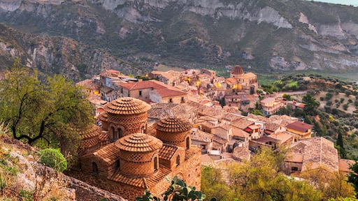 Stilo, Italy with the Byzantine Church at dusk.