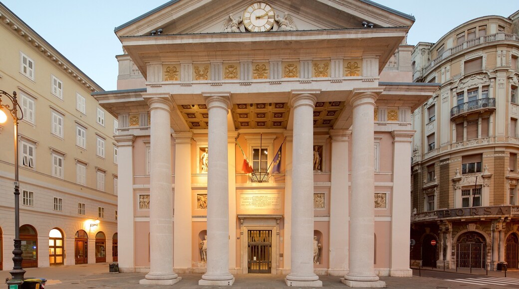 Trieste which includes a sunset and heritage architecture