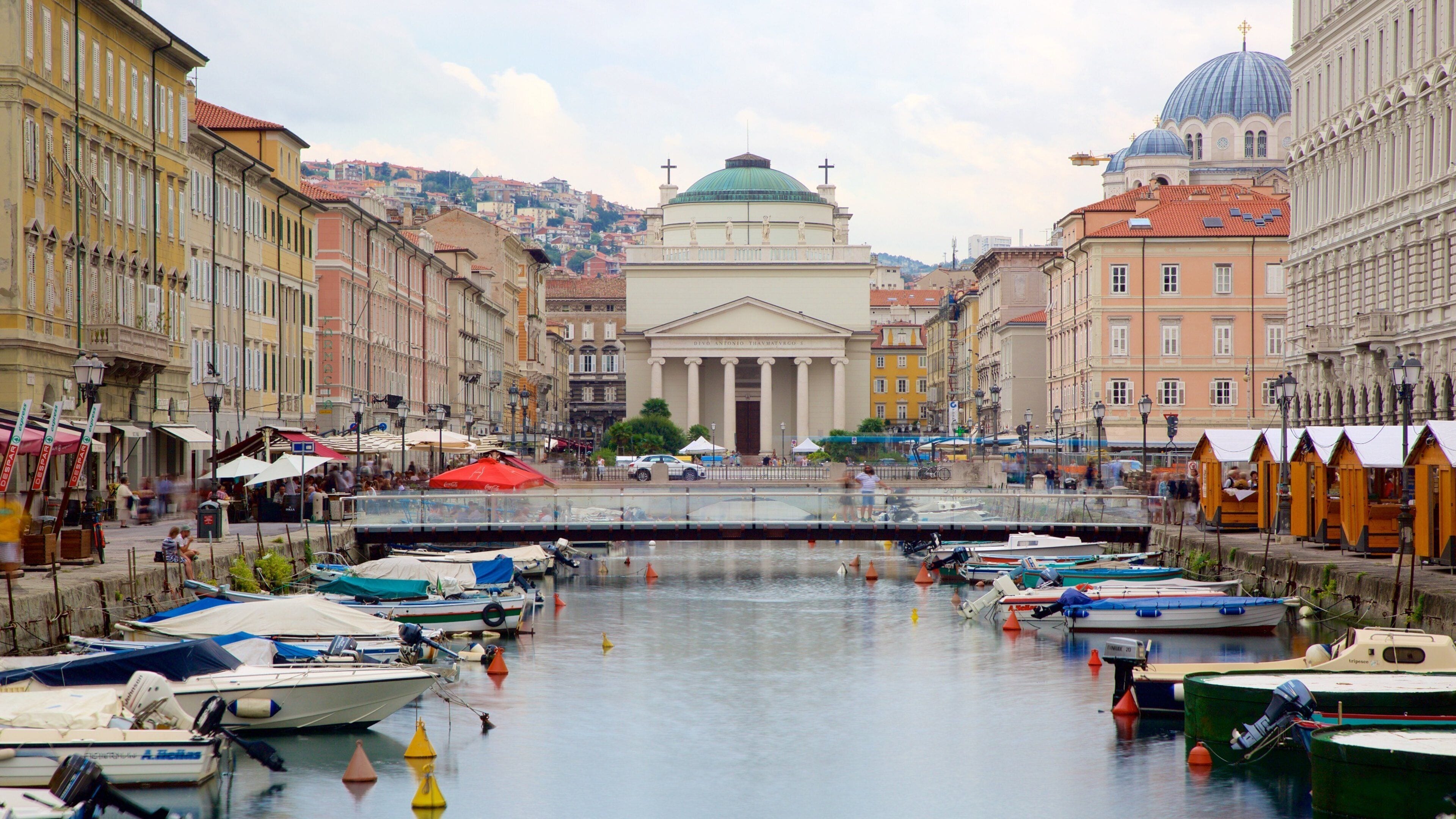 Trieste showing boating, a marina and a church or cathedral