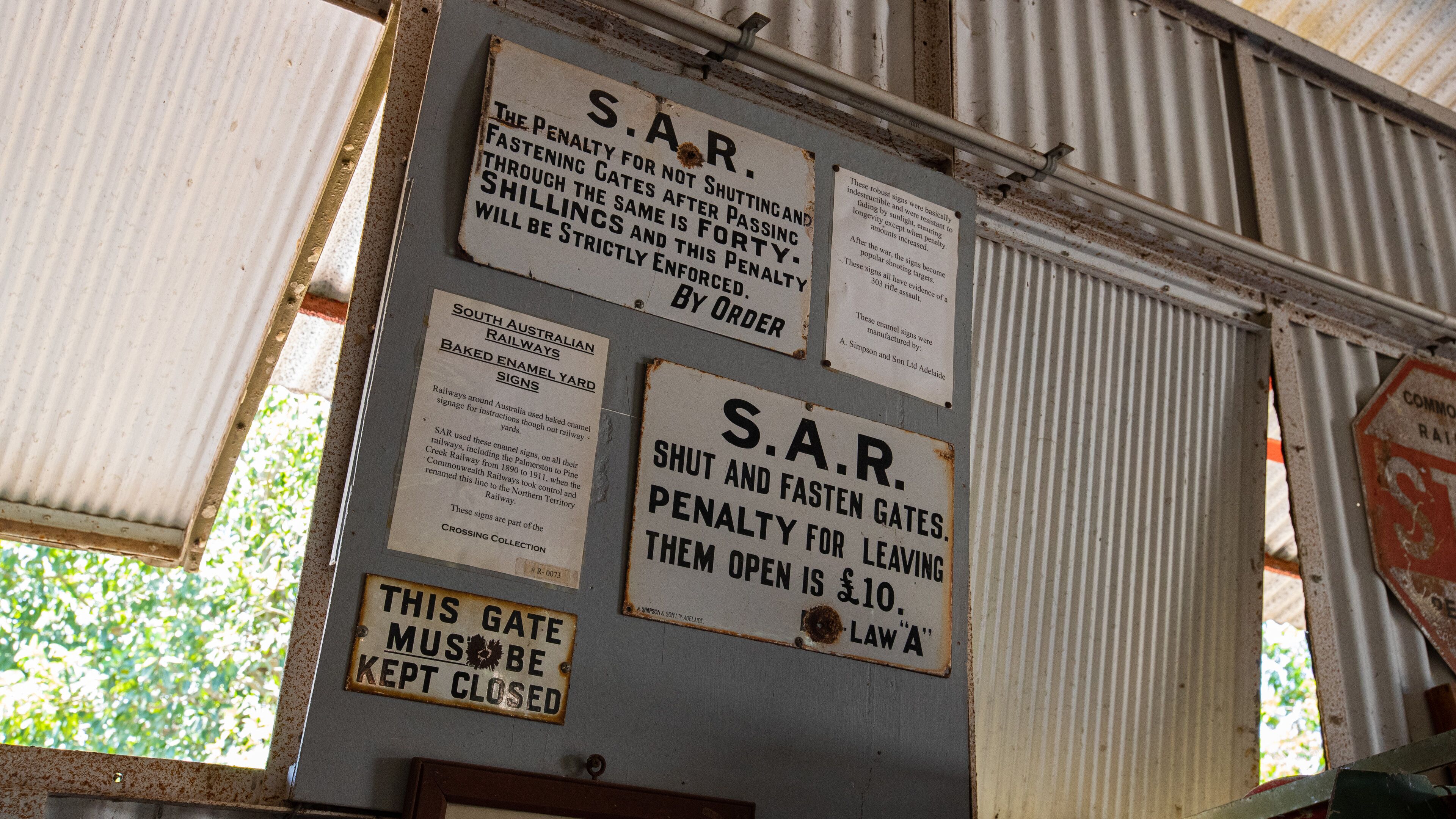 Adelaide River Railway Museum featuring signage and interior views