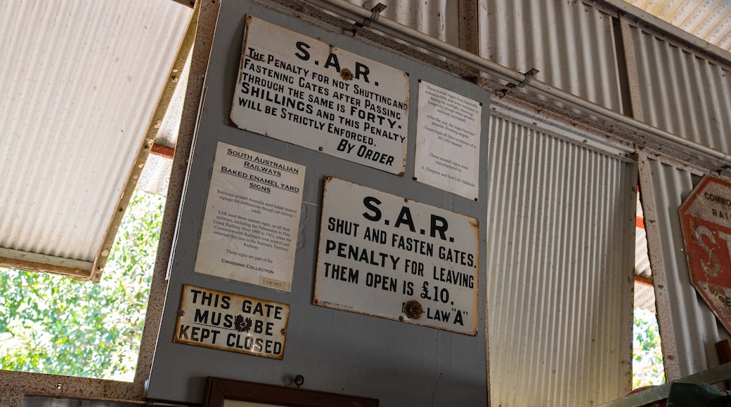Adelaide River Railway Museum featuring signage and interior views