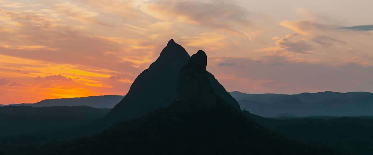 Mount Ngungun featuring mountains, a sunset and tranquil scenes