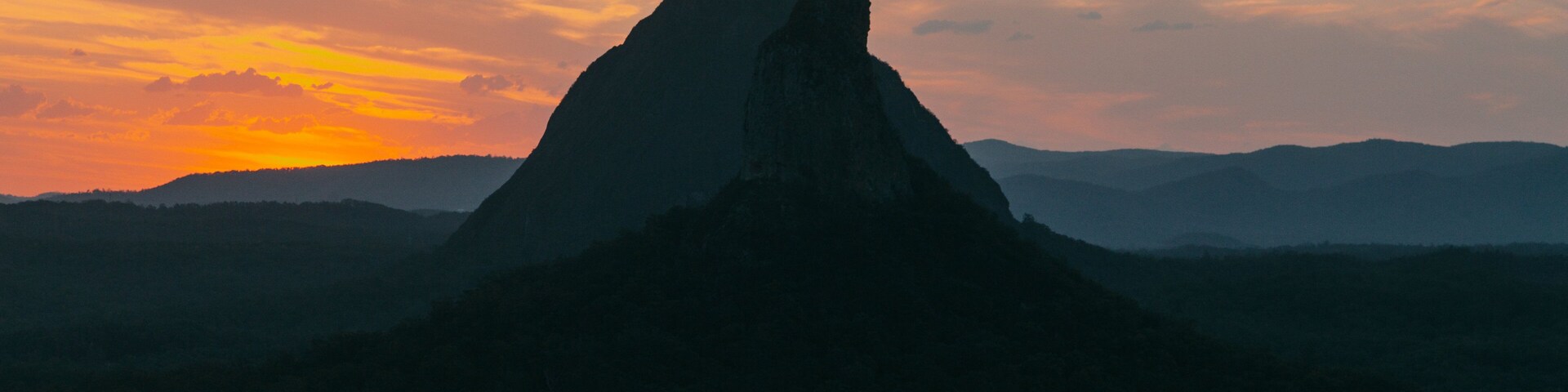 Mount Ngungun featuring mountains, a sunset and tranquil scenes