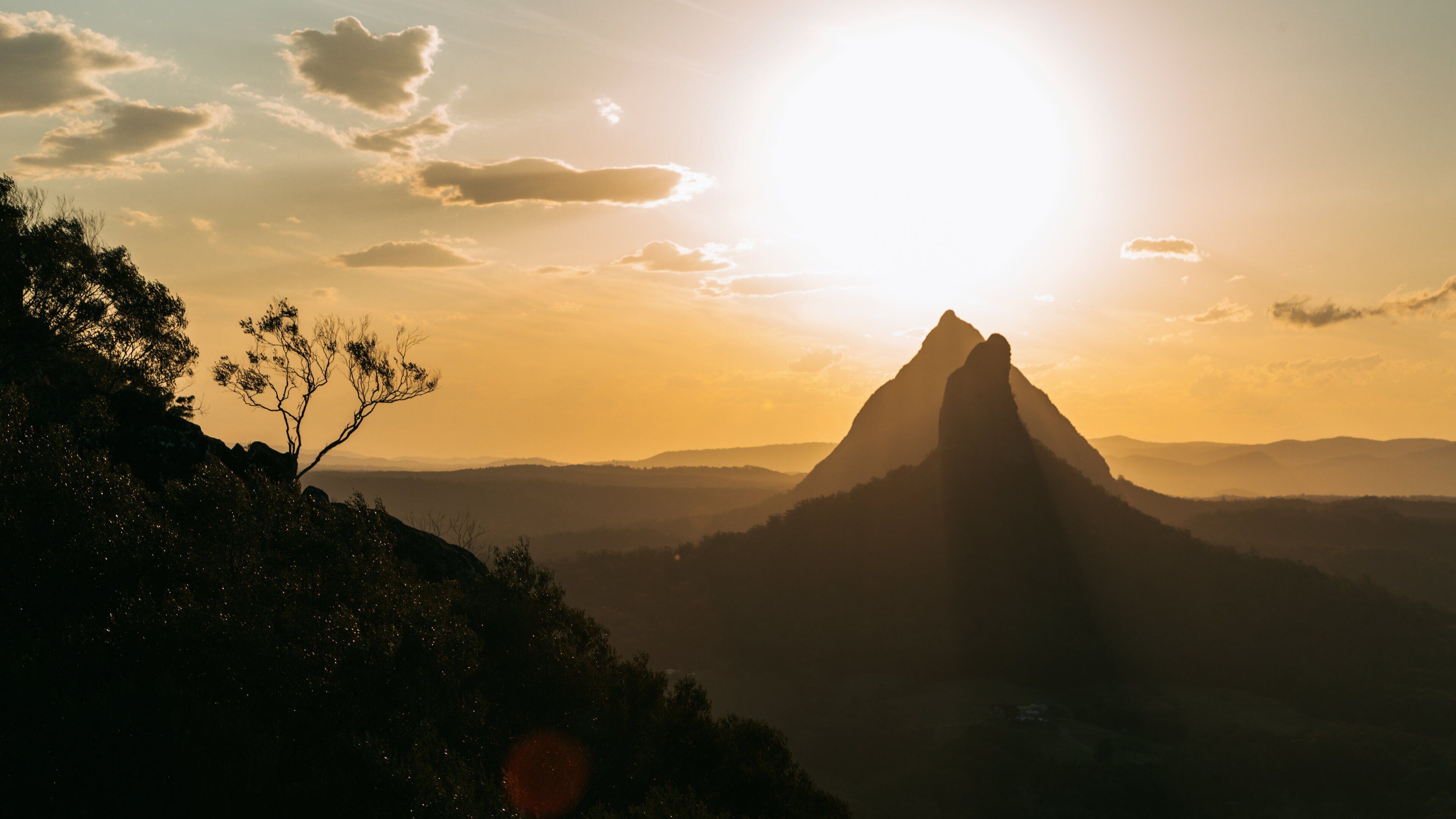 Mount Ngungun featuring tranquil scenes, landscape views and a sunset