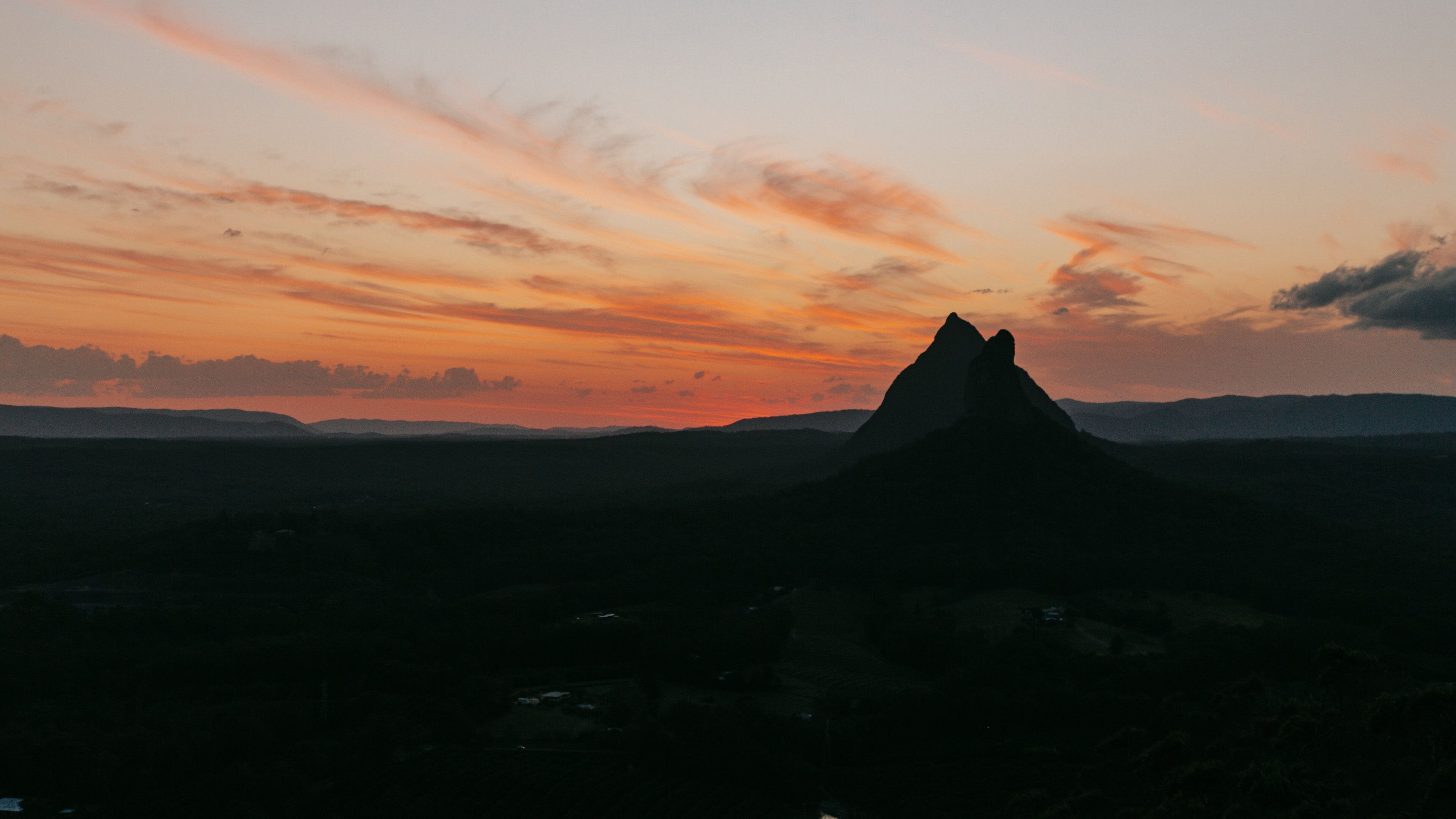 Mount Ngungun featuring landscape views, a sunset and mountains