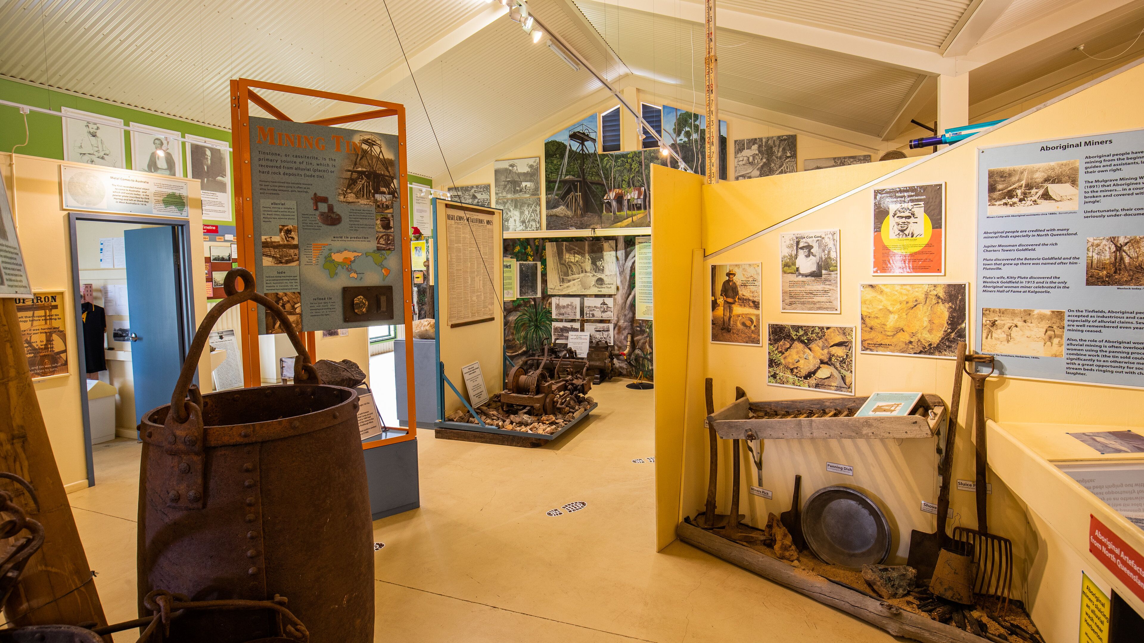 Herberton Mining Museum and Visitor Information Centre showing signage and interior views