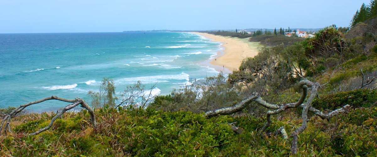 Mooloolaba showing landscape views and a sandy beach