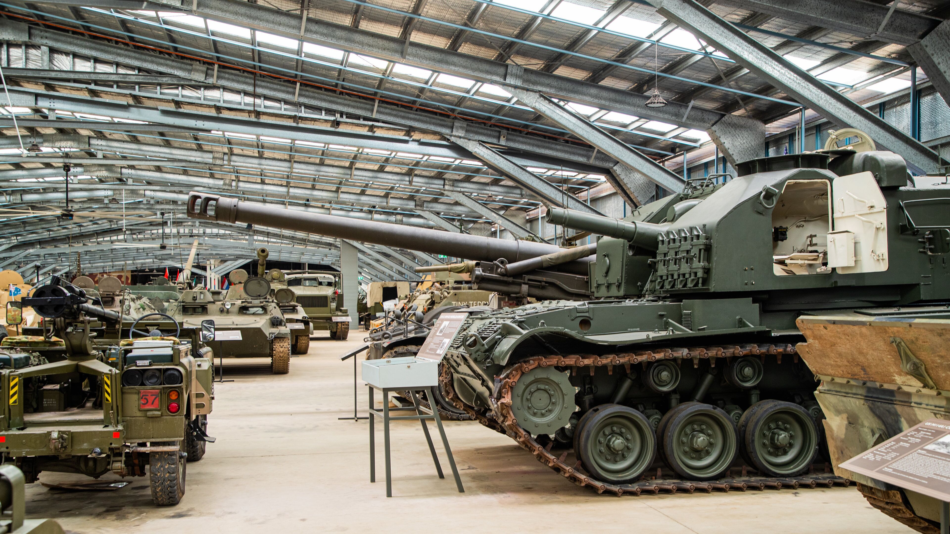 Australian Armour and Artillery Museum featuring interior views and military items