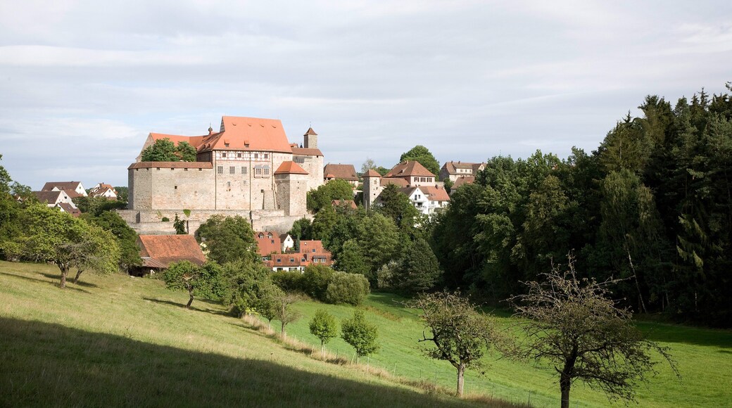 Castle Cadolzburg showing landscape views and a castle