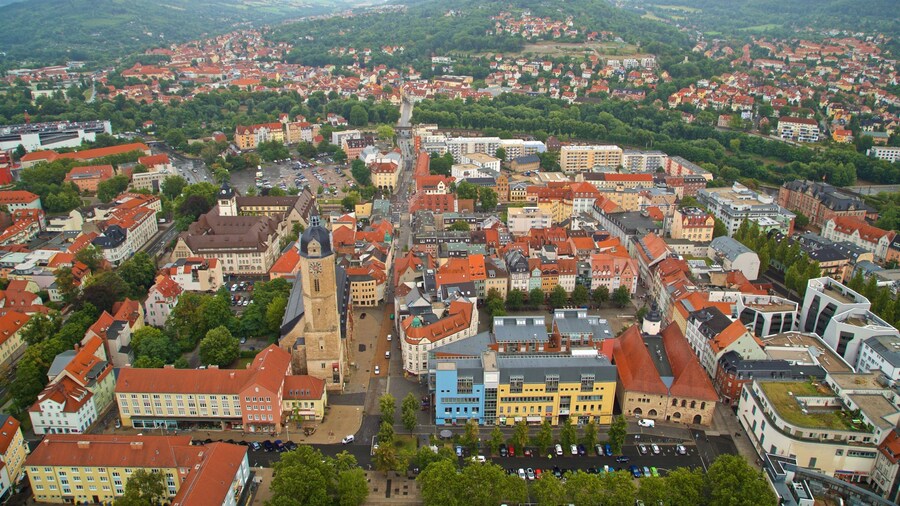 Jen-Tower showing a city and landscape views