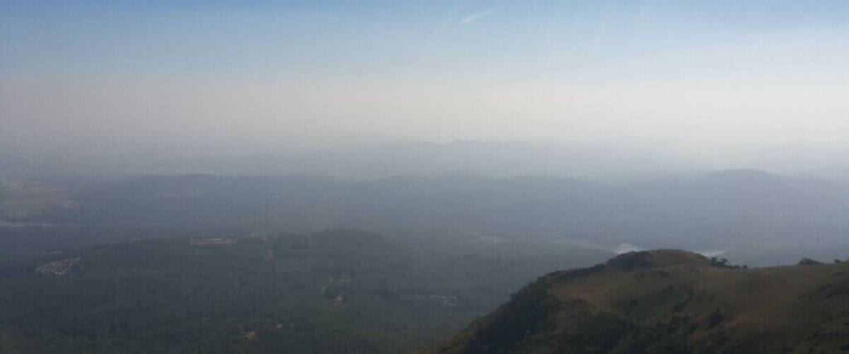A mountainous landscape with a clear sky.