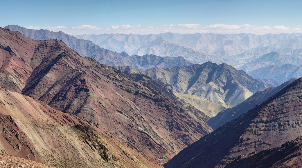 View from Kongmaru La Pass along Markha Valley trek, Ladakh, India.
