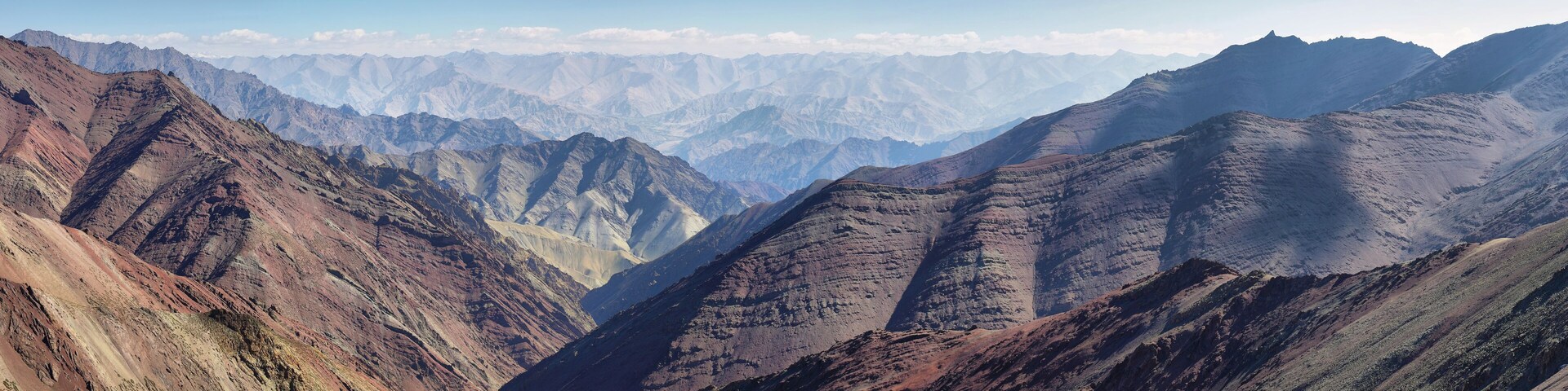 View from Kongmaru La Pass along Markha Valley trek, Ladakh, India.