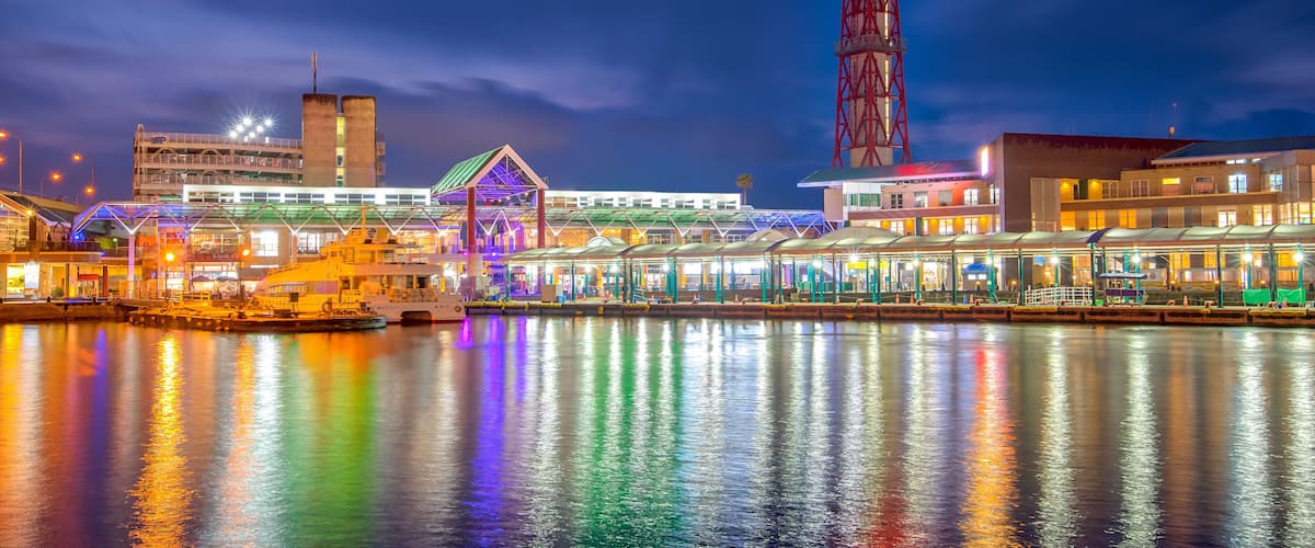 Hakata Port Tower landmark of Fukuoka, Japan